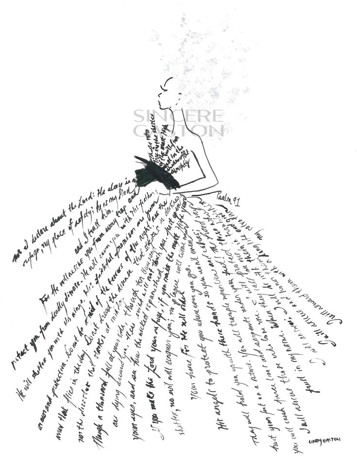 a drawing of a woman's dress with words written all over her body and neck