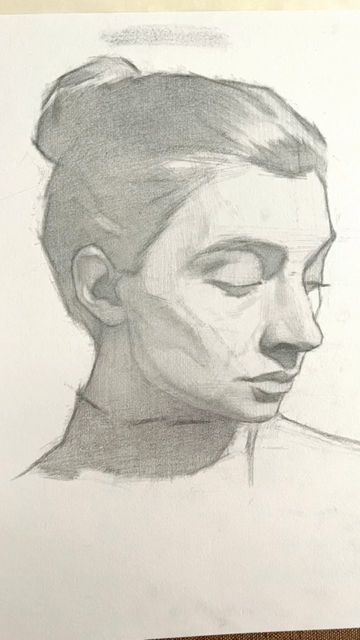 a drawing of a woman's face with her eyes closed