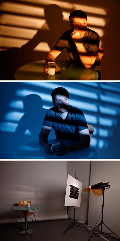 three different shots with shadows on the wall