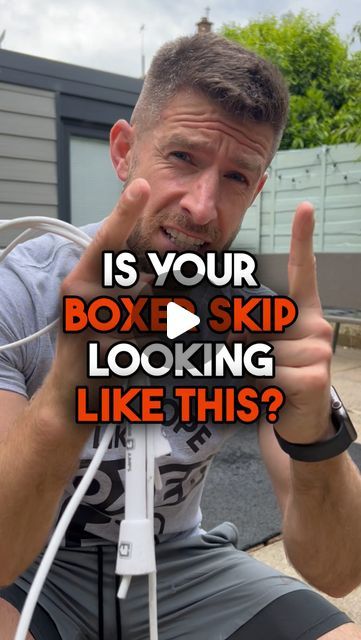 a man sitting on the ground with his thumbs up and an ad that says is your boxe skip looking like this?