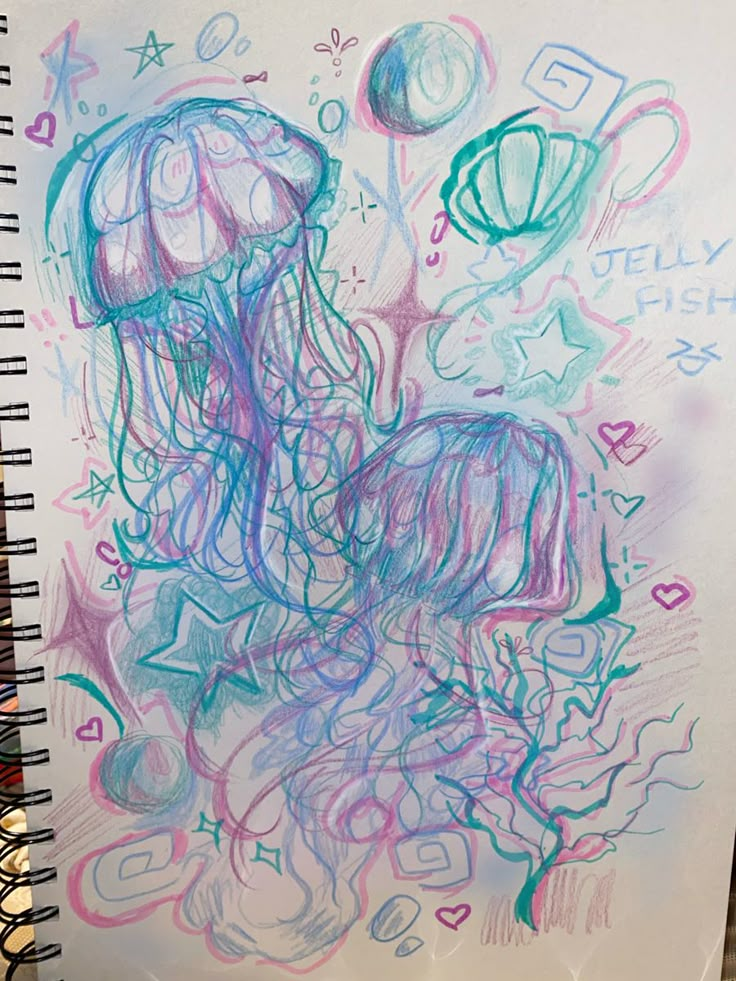 a drawing of a jellyfish on a piece of paper