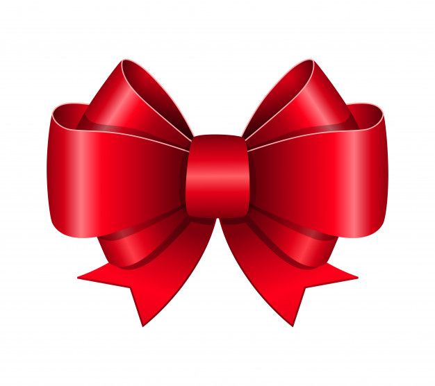 a red bow on a white background