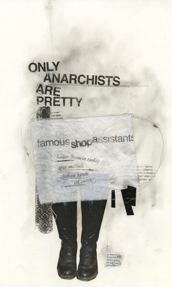 a drawing of a person holding a sign that says, only anarchists are pretty