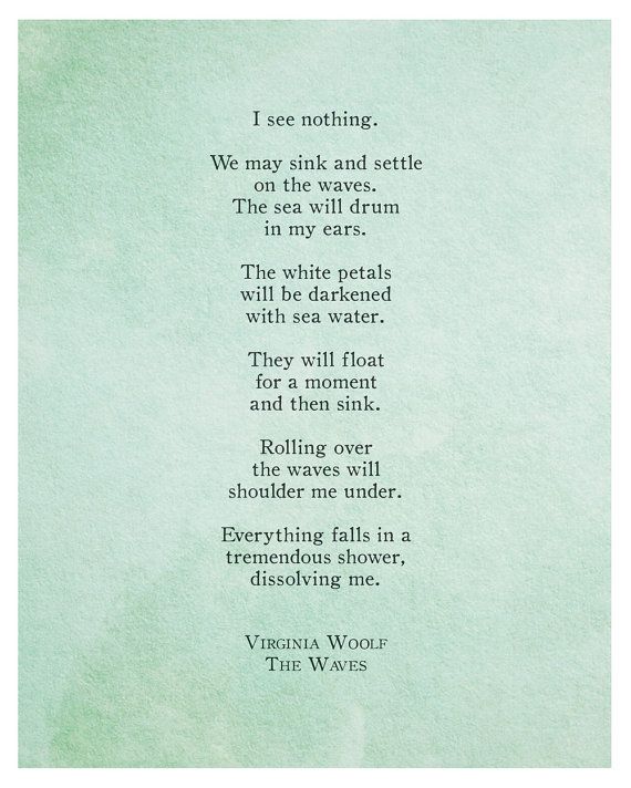 a poem written by virginia woods on green paper with the words, i see nothing we may