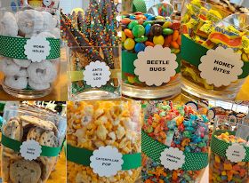 there are many different types of candies in glass jars