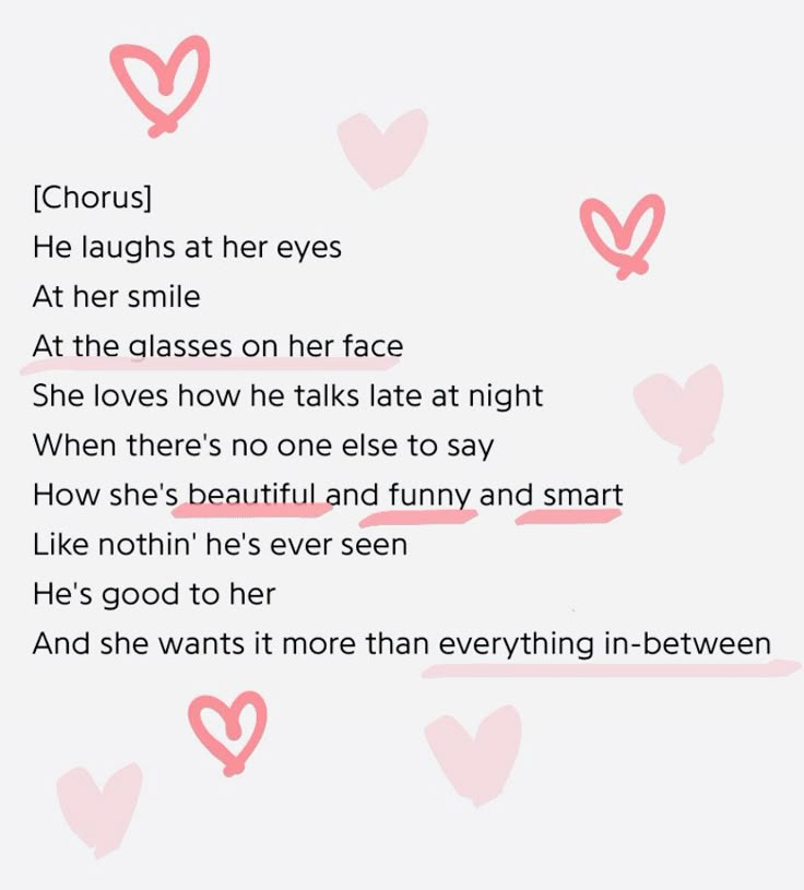 the poem is written in pink and white with hearts on it, as well as an image