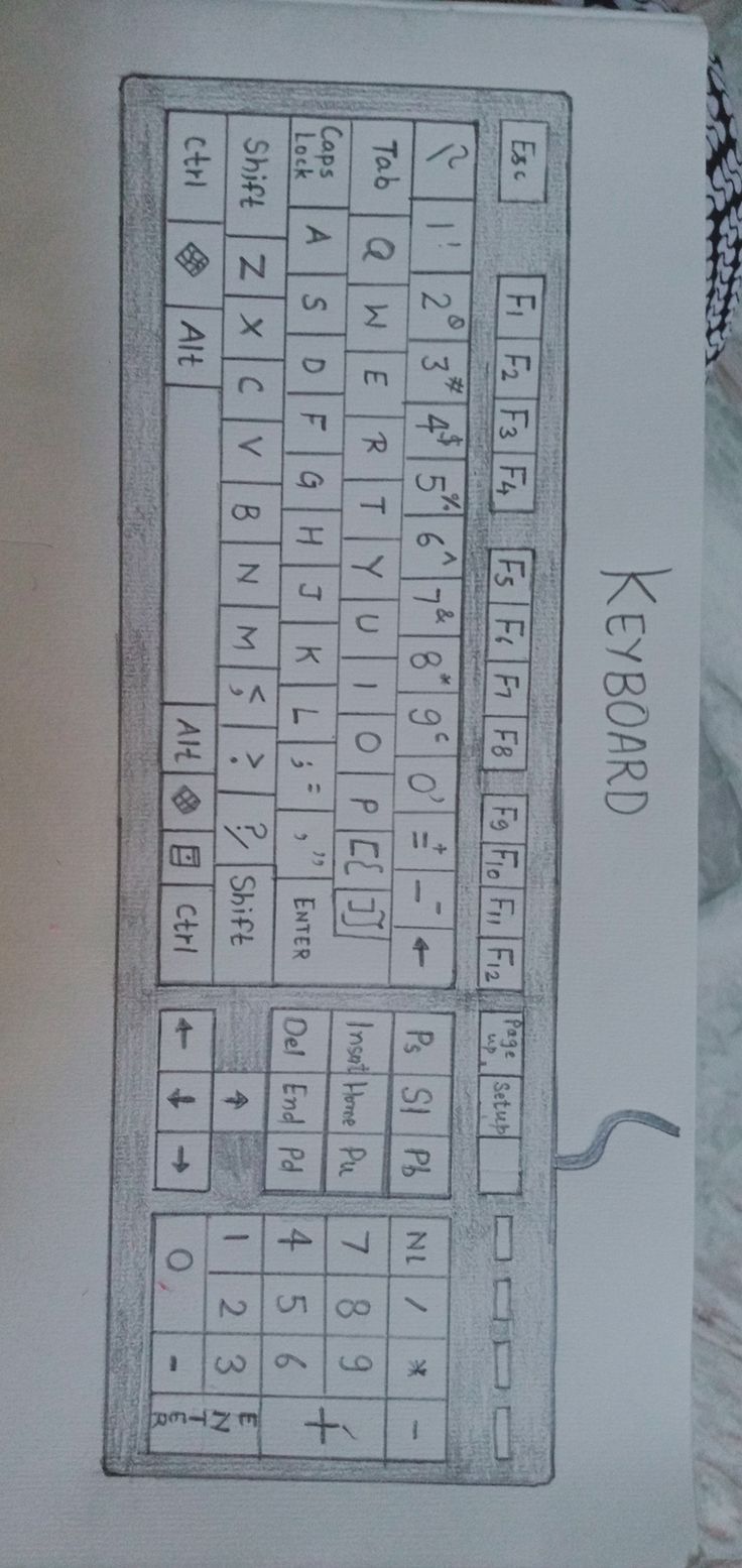 a drawing of an ancient keyboard on top of a piece of paper with chinese writing