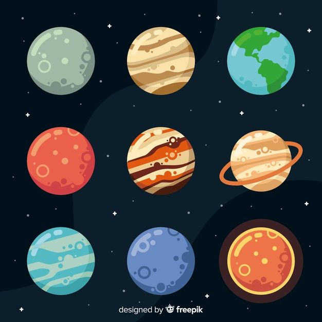 different planets in the sky with stars