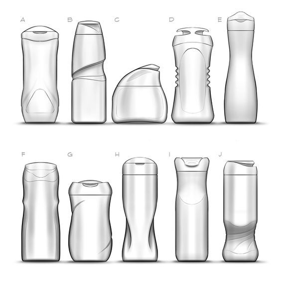 an image of different types of bottles on a white background with black and white lines