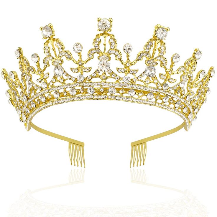 PRICES MAY VARY. High-Quality Material: Made of durable hard alloy and rhinestone. Crown is anti- rust, nickel free and anti-allergic for safe wearing. Encrusted with stunning crystals of various sizes, this tiara shines bright like diamond. Alloy is with diamond look and hard texture for practicality and aesthetics. Size & Weight: Birthday tiara for women is approximately 2.16 inches/5.5cm in height, 5.5 inches/14cm in diameter. The tiaras crown for women is more suitable for teenagers and adul Halloween Bridal Party, Rhinestone Halloween, Womens Birthday, Birthday Tiara, Crown For Women, Birthday Headband, Gold Tiara, Queen Crown, Rhinestone Headband