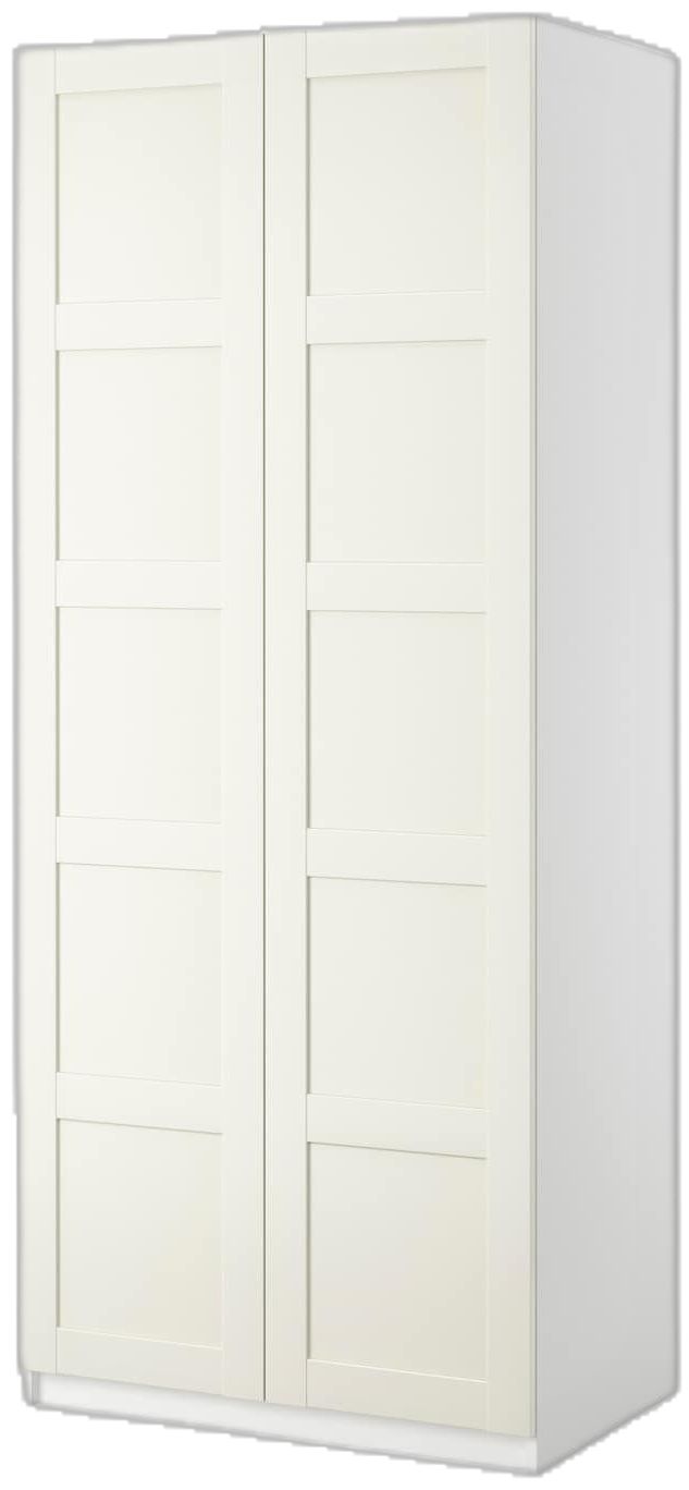 a white wardrobe with two doors and drawers