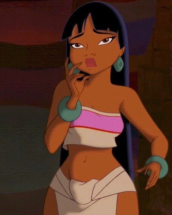 an animated image of a woman in a bathing suit with her hand on her mouth