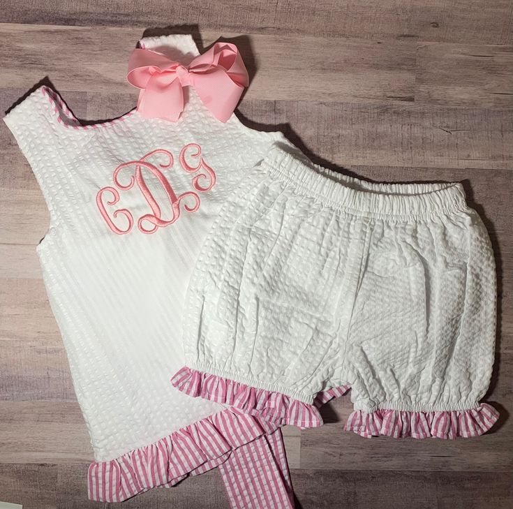 Preppy Cotton Sets For Spring, Preppy Fitted Cotton Sets, Spring Preppy Cotton Sets, Preppy Cotton Spring Sets, Fitted Gingham Cotton Sets, Monogram Baby Clothes, Pink Monogrammed Cotton Top, Minnie Mouse Smocked Outfit, Toddler Monogram Shirt