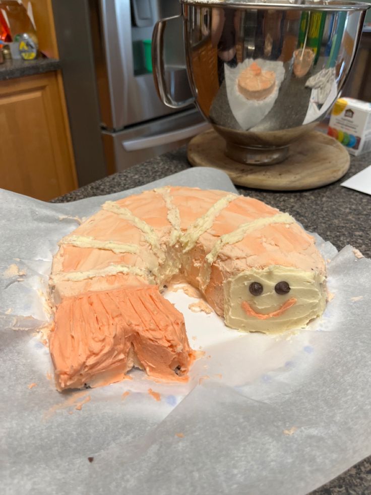 a cake that has been cut into pieces