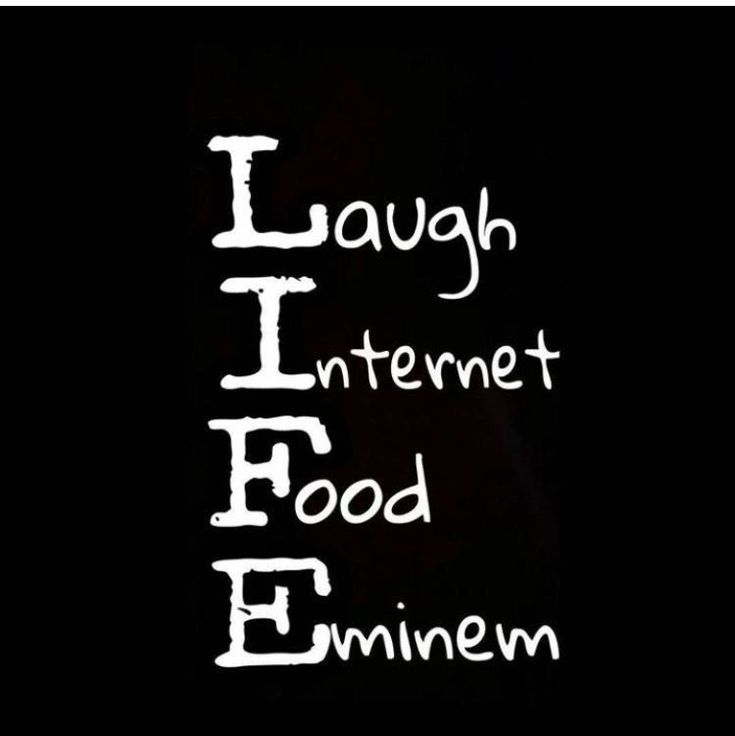 the words laugh internet food emiimen written in white ink on a black background