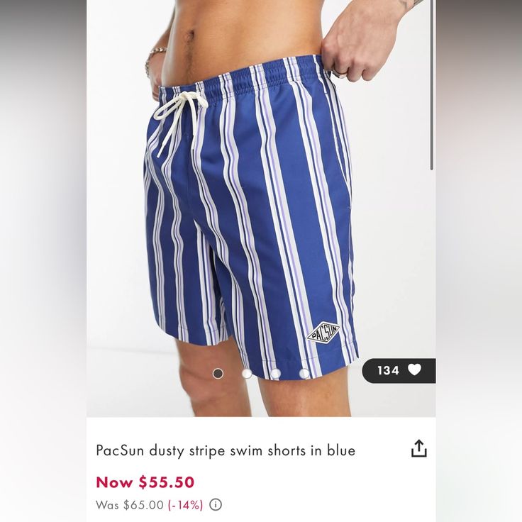 Pacsun Dusty Stripe Swim Shorts In Blue New With Tags Blue Swim Trunks For Summer, Blue Summer Swimming Shorts, Blue Short Swim Trunks For Summer, Blue Summer Swim Trunks, Blue Summer Swim Shorts, Blue Shorts For Poolside, Blue Short-length Swim Trunks For Summer, Blue Short Length Swim Trunks For Summer, Blue Beachwear Shorts For Summer