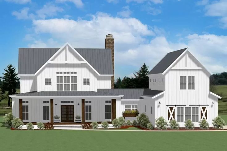 this is an artist's rendering of the farmhouse style house plans for your home