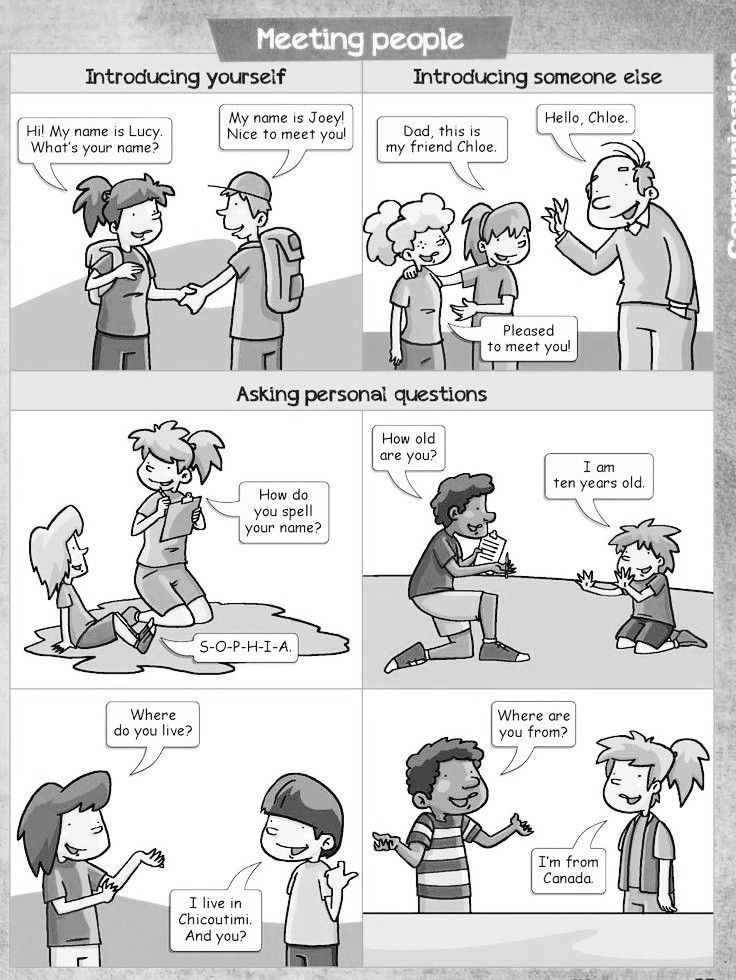 a comic strip with people talking to each other