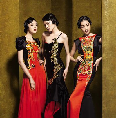 Chinese Couture, Three Women, China Dress, Costume Collection, Chinese Dress, Gorgeous Gowns, China Fashion, Long Dresses, Cheongsam