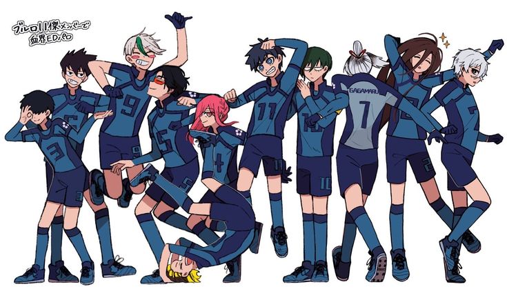 the anime team is posing for a group photo with their arms up in the air