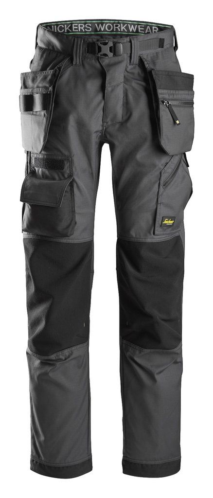 Snickers FlexiWork Floorlayer Trousers - 6923 Snickers Workwear, Man Dress Design, Work Stretches, Work Gear, Vintage Trousers, Work Trousers, Ripstop Fabric, Pants Design, Shell Jacket