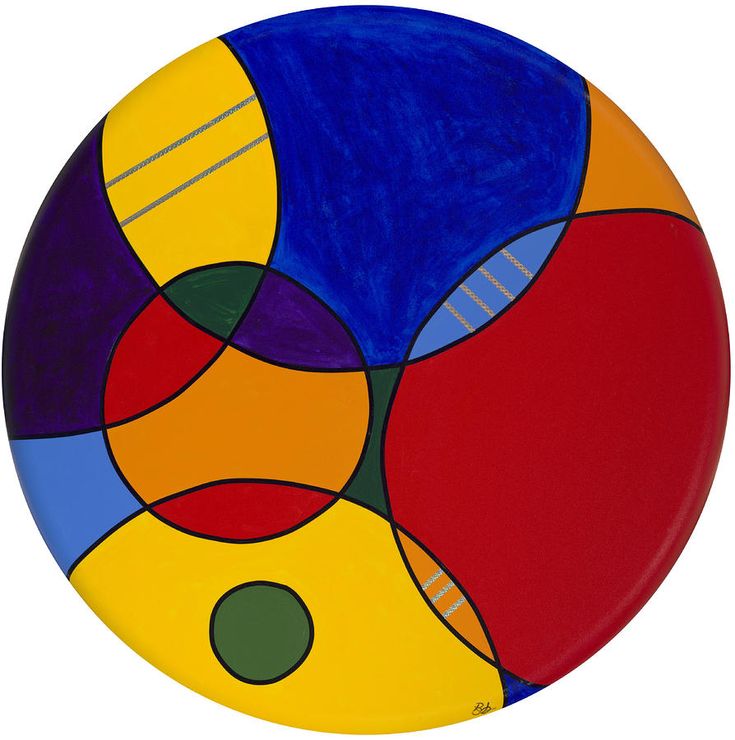 a colorful circular painting on a white background