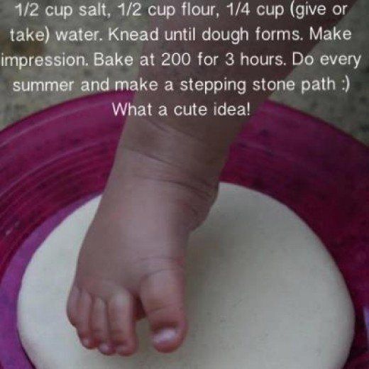 a baby's foot is on top of a round ball in the middle of a bowl