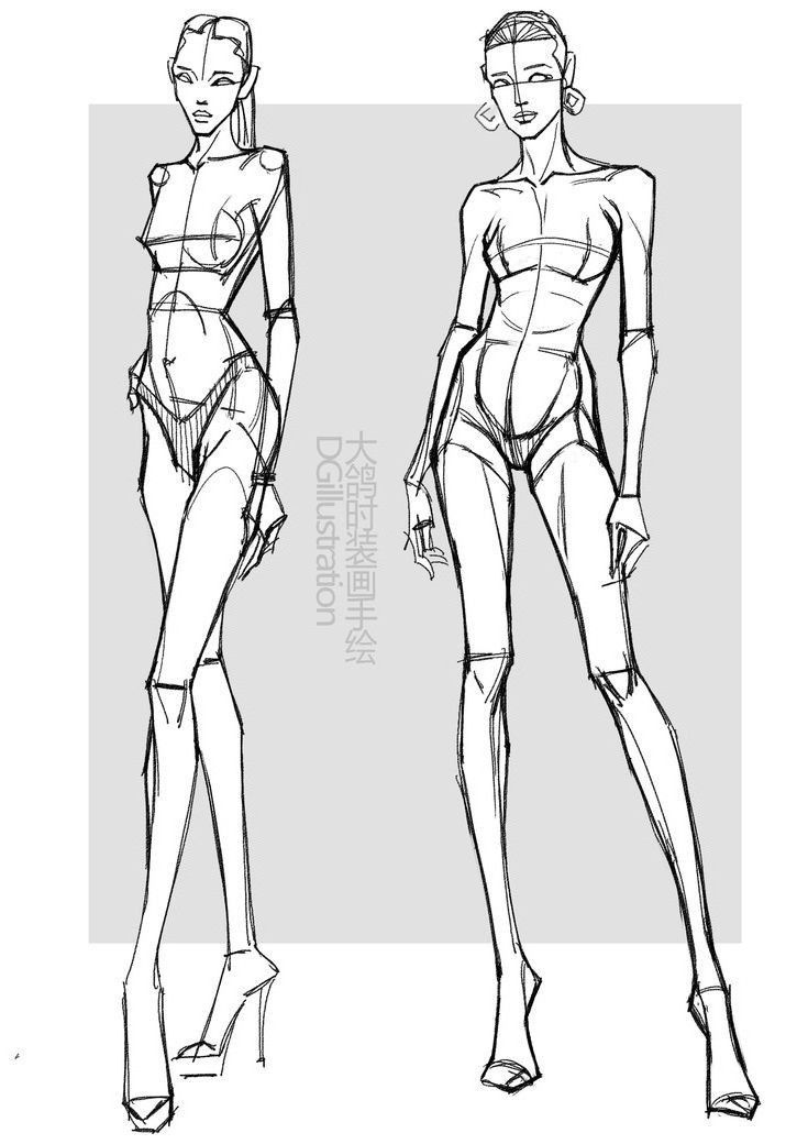 two women in bodysuits, one is drawn and the other is sketched