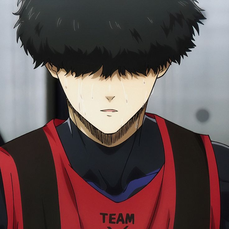 an anime character with black hair wearing a red vest