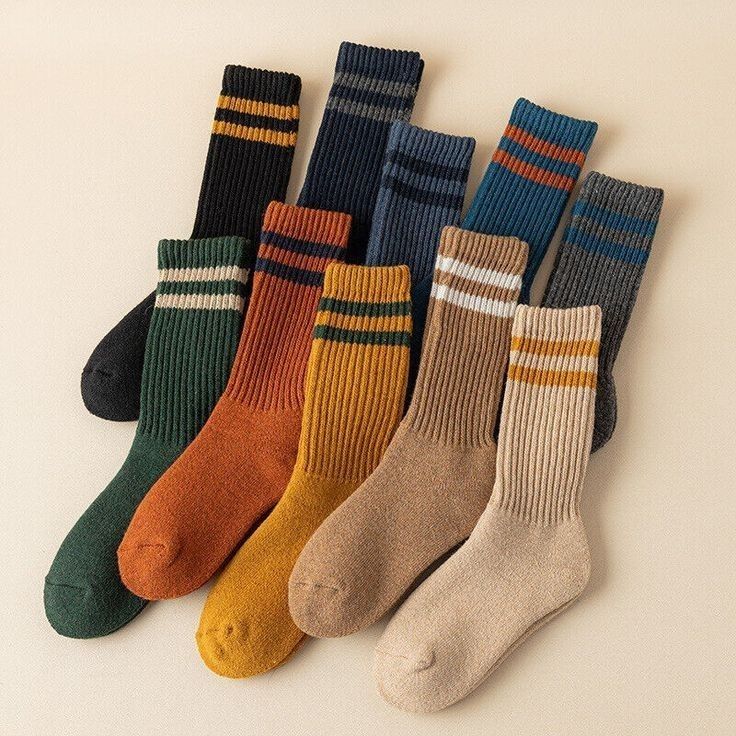 Fluffy Socks, Striped Socks, Tube Socks, Casual Socks, Mode Vintage, New Wardrobe, Look Cool, Mens Socks, Aesthetic Clothes