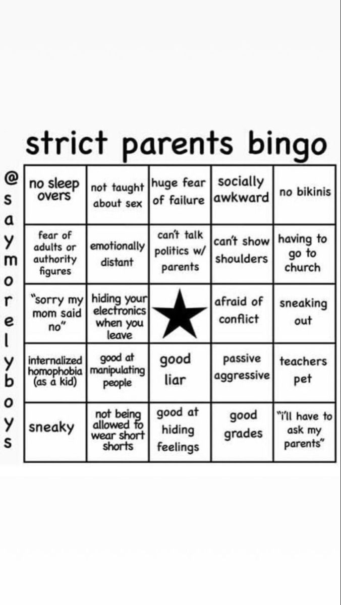 a black and white photo with words on it that say,'strict parents bingo '