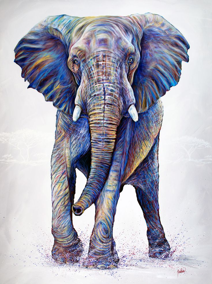 an elephant is painted with multicolors on it's face and tusks