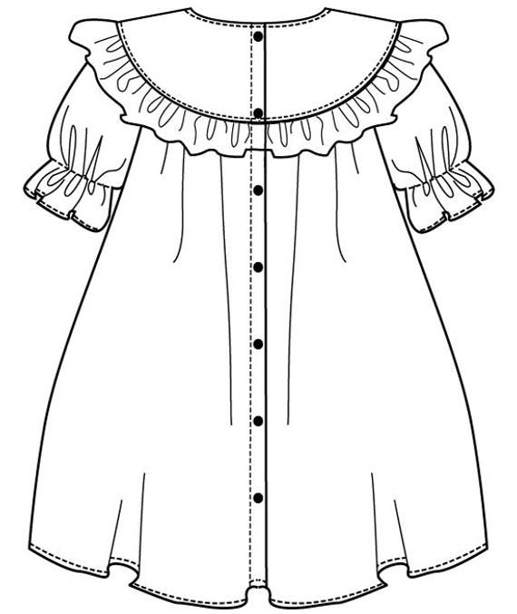 a dress with ruffles on the shoulders and collared neckline is shown