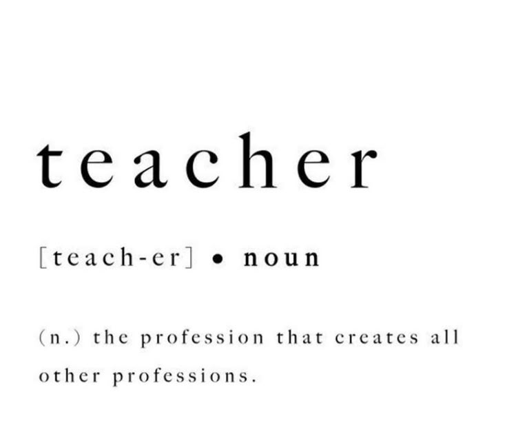 the words teacher are written in black and white