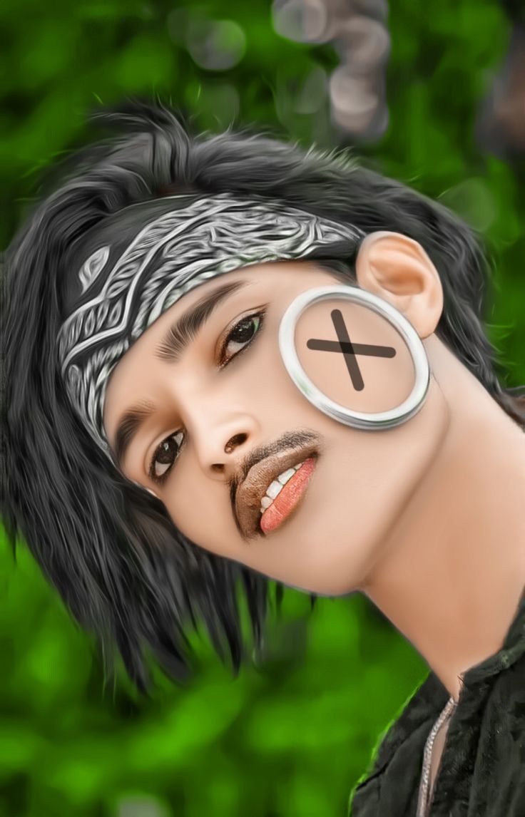 a digital painting of a man with an x on his face