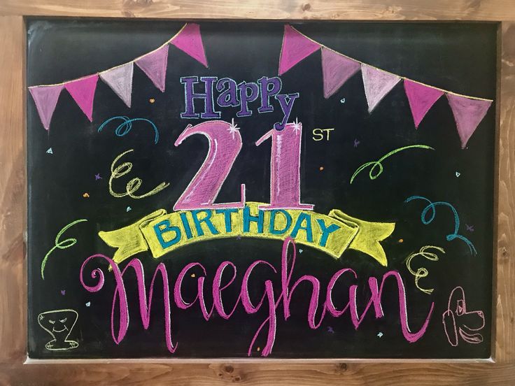 a chalkboard sign with the words happy 21st birthday, michigan