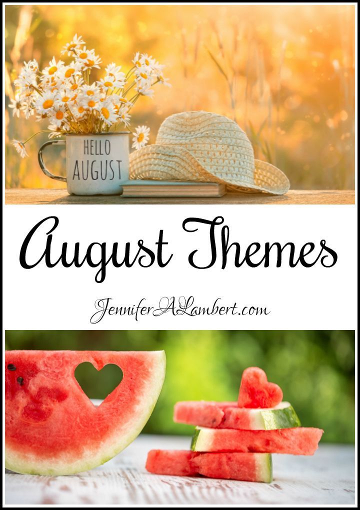 some watermelon slices and a hat with the words august themes on it in front of