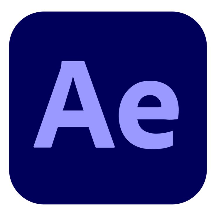 the word ae on a blue square button