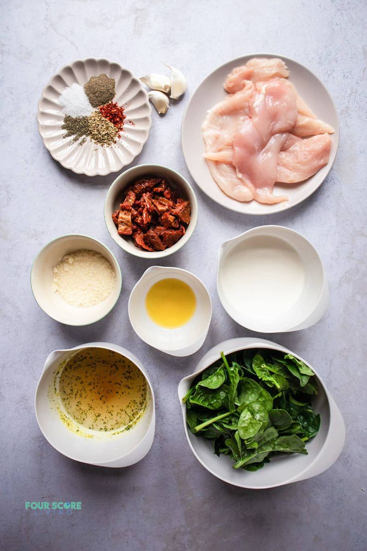 the ingredients are laid out in bowls on the table