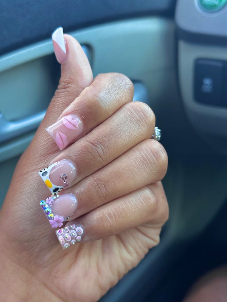 Cute Short Acrylic Nails, Short Duck Nails, Duck Nails, Racun Shopee, Colored Acrylic Nails, French Tip Acrylic Nails, Basic Nails, Short Square Acrylic Nails, Exotic Nails