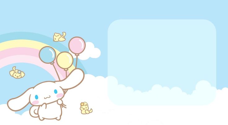 a cartoon bunny holding balloons in the sky