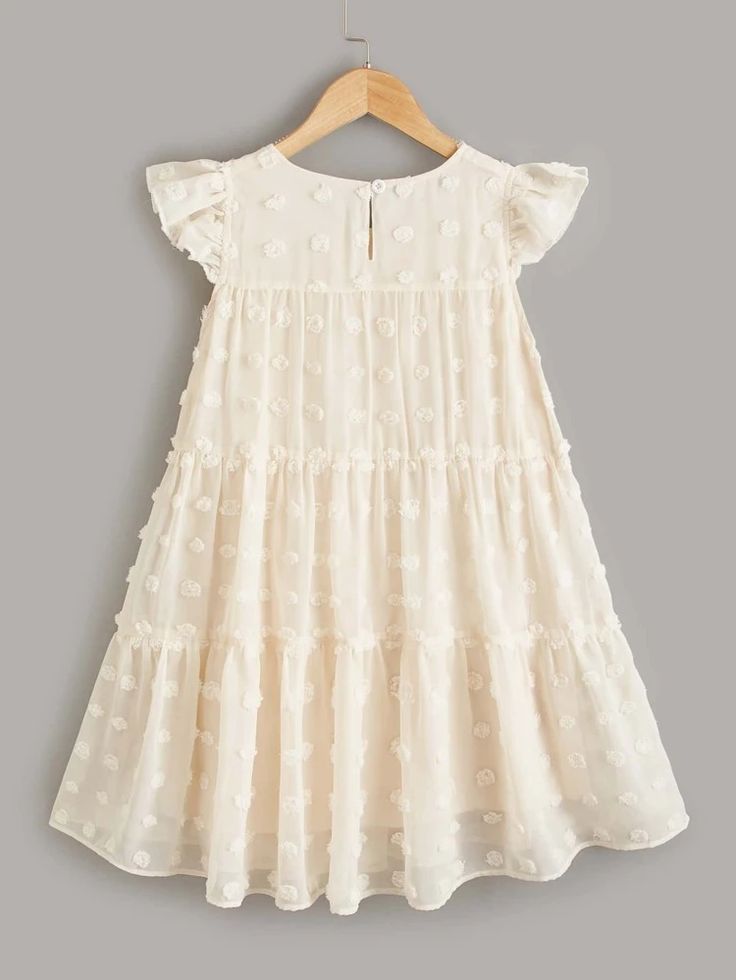 White Smock Dress With Flutter Sleeves, White Maxi Dress Girls, Toddler Flower Girl Dresses Shein, Ruffle Sleeve Dress Kids, Toddler Dress Patterns Shein, Smocked Dresses, Baby Dress Diy, Hand Smocked Dress, Girls Smocked Dresses