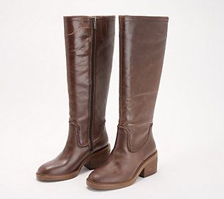 Who doesn't love a gorgeous tall leather boot for those cooler months? These beauties pair perfectly with anything from leggings to midi dresses. From Vince Camuto. Classic Brown Calf Leather Mid-calf Boots, Elegant Brown Mid-calf Calf Leather Boots, Brown Wide Calf Mid-calf Boots, Tall Leather Mid-calf Boots With Medium Width, Vince Camuto Boots, Brown Medium Width Calf Leather Knee-high Boots, Tall Brown Boots, Tall Leather Boots, Chic Shoes