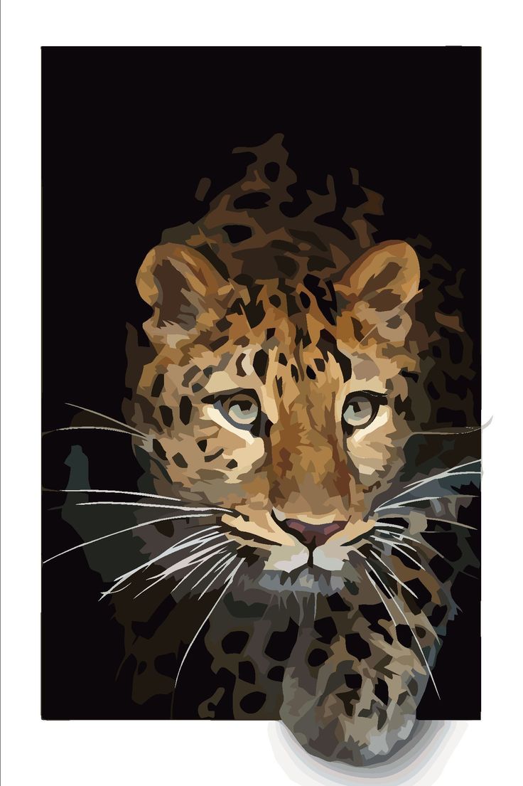 a painting of a leopard's face on a black background