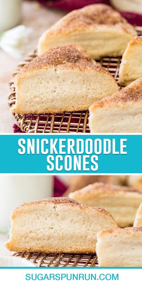 this is an image of a slice of snickkerdoodle scones