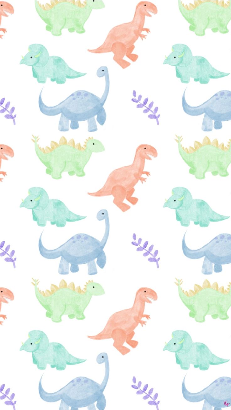 an image of colorful dinosaurs pattern on white background with blue, green and pink colors