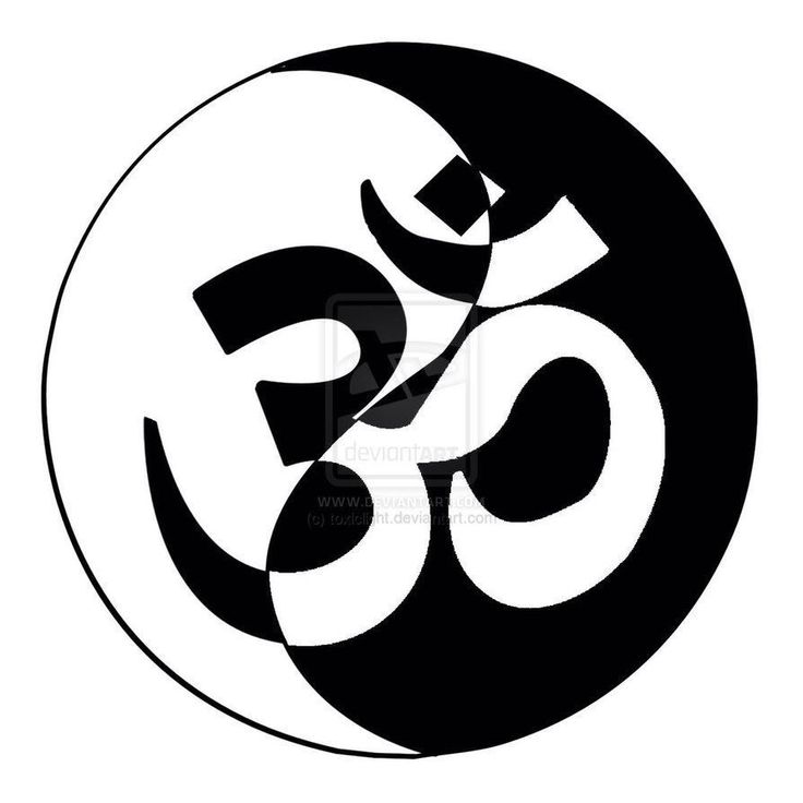 an om shan symbol in black and white