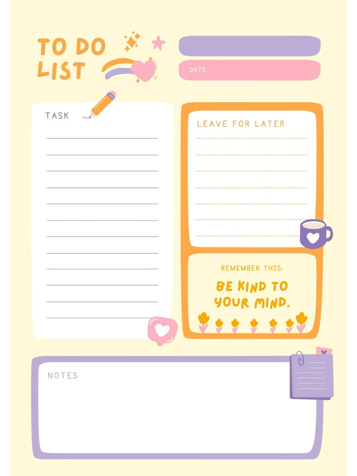 a to do list is shown with notes and pencils on it's side