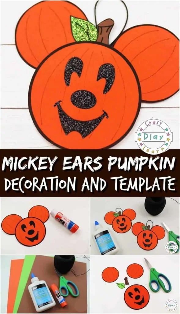 mickey ears pumpkin decoration and templates for kids to make with the disney mouse ears