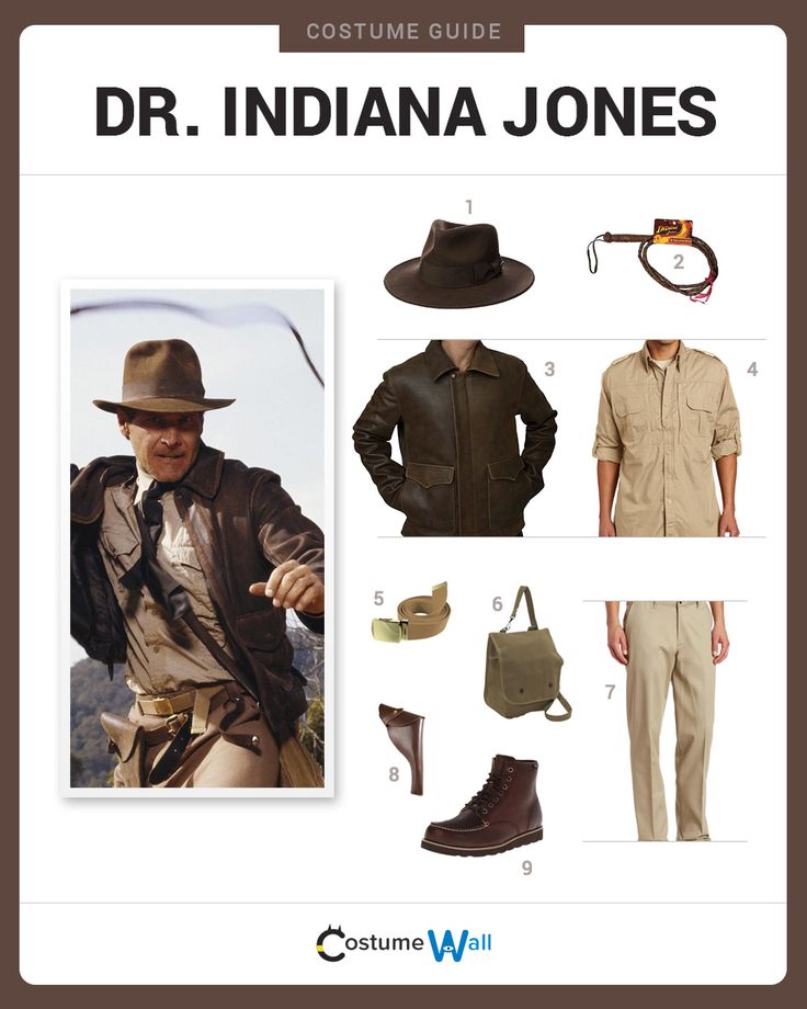 the costume guide for indiana jones from indiana jones is shown in this page, which includes pictures